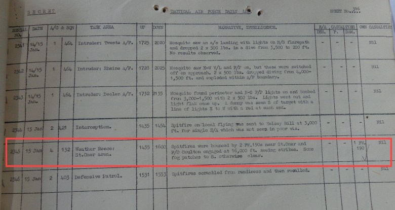 Daily log 15th Jan 44